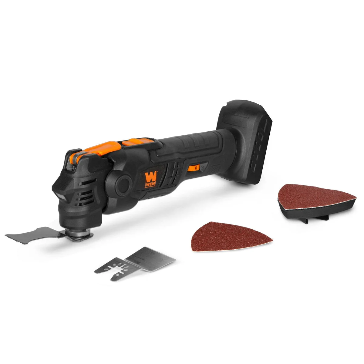 WEN 20936BT 20V Max Cordless Brushless Variable Speed Multi-Function Oscillating Tool with Anti-Vibration System and Accessories (Tool Only - Battery Not Included)