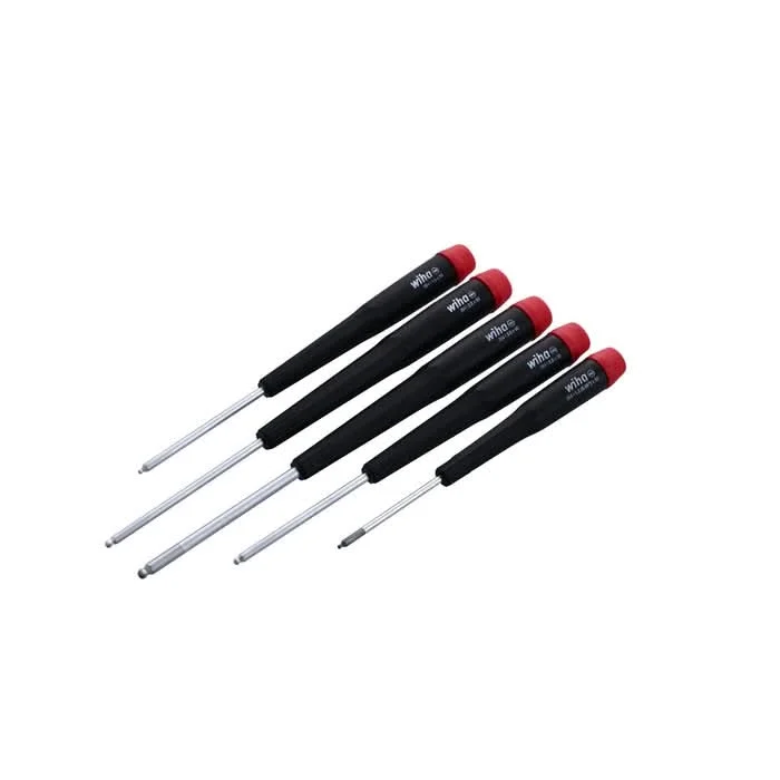 Wiha 26491 5-Piece Precision Ball End Hex Screwdriver Set, Metric