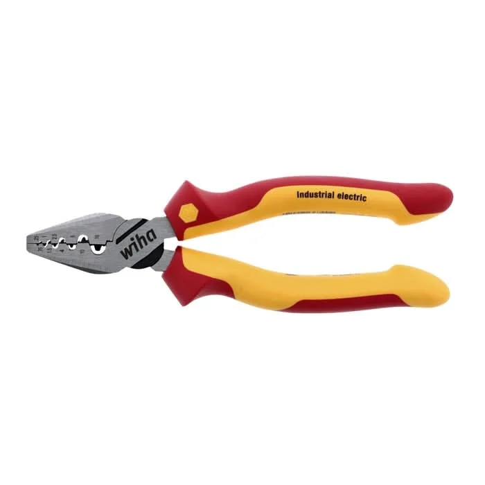 Wiha 32945 Insulated Industrial Crimping Pliers, 7 in.