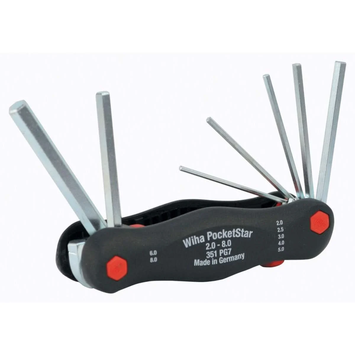 Wiha 35195 PocketStar Fold Out Hex 7 Piece Metric Set 2mm-8mm