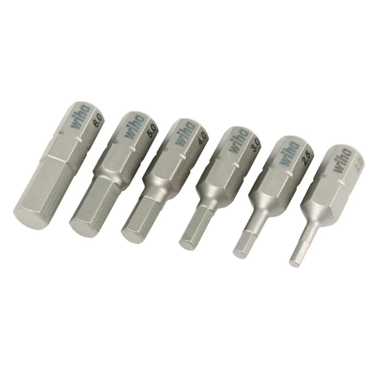 Wiha 71397 Hex Metric Insert Bit 2.0mm - 6.0mm 6 Pack