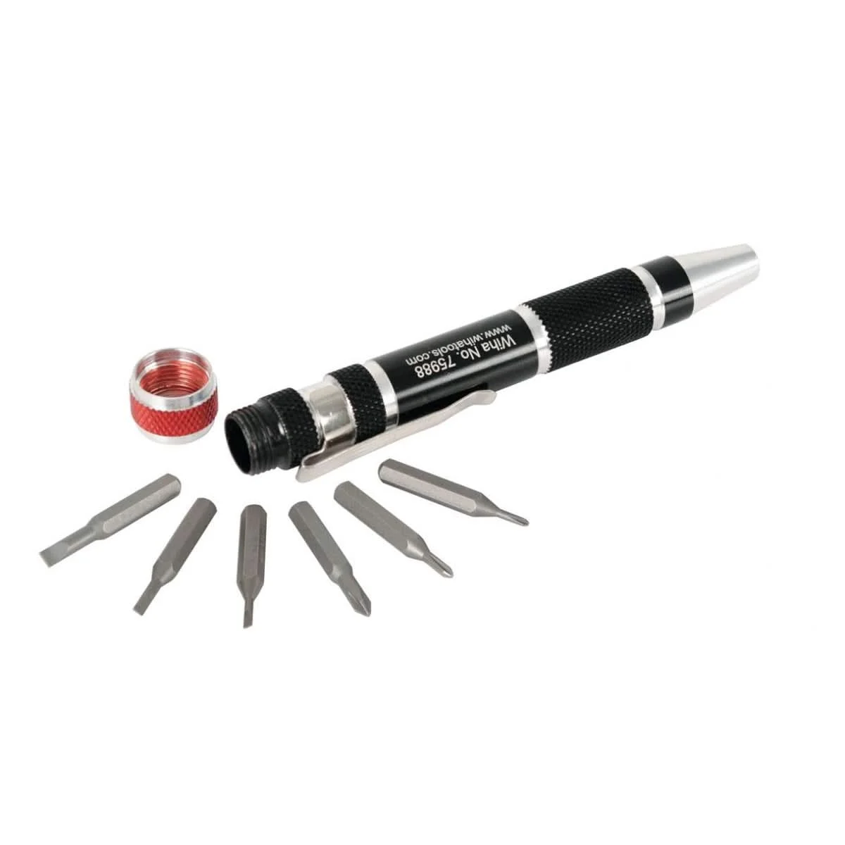 Wiha 75981 Micro Bit Handle Storage Slotted/Phillips Pocket Clip 7 Piece Set