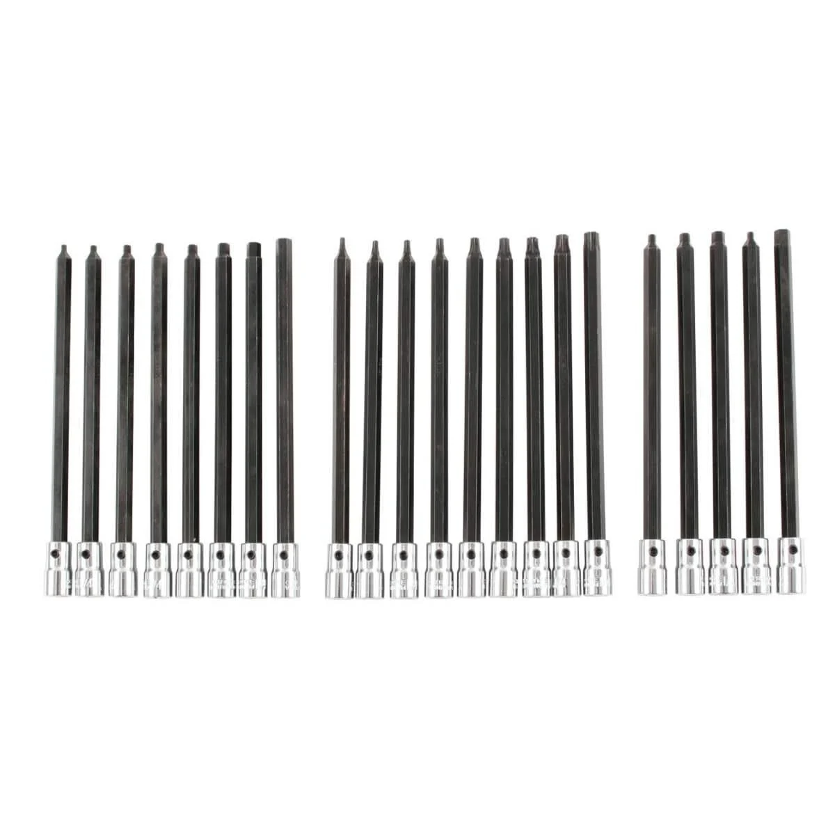 Wiha 77198 Hex/Torx 6" Long Bit Socket 1/4" Square Drive 22 Piece Set