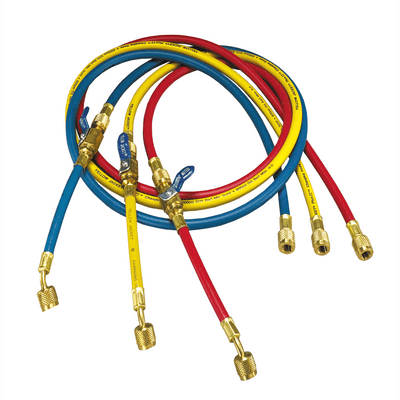 Yellow Jacket Plus II 96" Three Pack Hoses with FlexFlow Valve (25988)